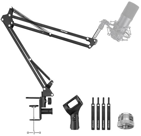 Marengo Support de microphone réglable avec vis de 0,95 cm à 1,5 cm pour Blue Yeti Snowball, HyperX QuadCast, SoloCast, Yeti x et autres micros Noir