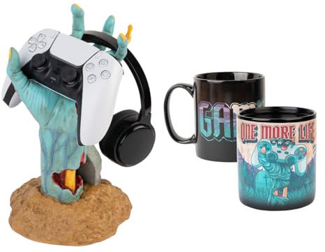 Grupo Erik Pack Gamer One More Life Soporte Mando y Cascos Gaming - Soporte sujeción para ps4, ps5, Xbox…+ Taza termocolora XL - Taza Desayuno 500 ml, Accesorios Gaming
