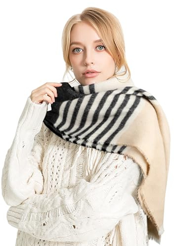 Comilaka Damen Schal XXL Schultertuch karierter Scarf Winter Oversized Poncho 200 * 70cm