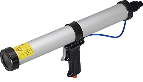 Pistolet à Calfeutrer Pneumatique 600ml, 0~123psi Heavy Duty en Alliage D'aluminium Air Powered Pistolet à Calfeutrer avec Régulateur de Pression D'air et 6 Buse