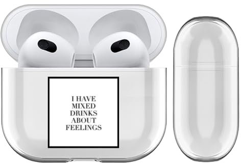 Head Case Designs Offizielle Monika Strigel Gefuehle Fashion Typo Durchsichtig Harte Kristall Handyhülle Hülle Huelle kompatibel mit Apple AirPods 3 3rd Gen Charging Case