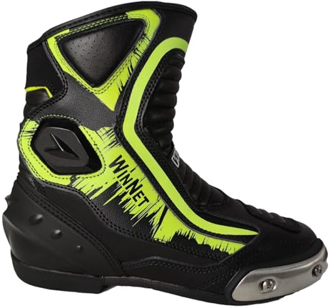 WinNet Stivali stivaletti bassi scarpe da per moto con protezioni da turismo o pista 119 sportivi calzature di pelle
