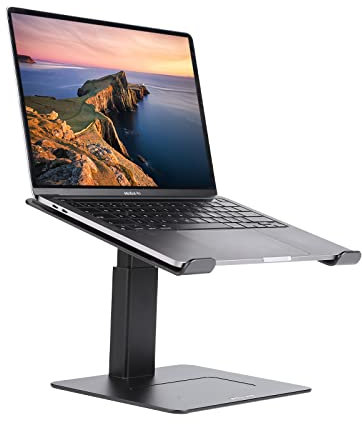Adjustable Laptop Stand for Desk, Computer Stand for Laptop, Laptop Riser - Apple Macbook Stand, Dell, HP, Macbook Pro Air - Grip Pads - Fits all 10-17inch Laptops - Silver (Black)