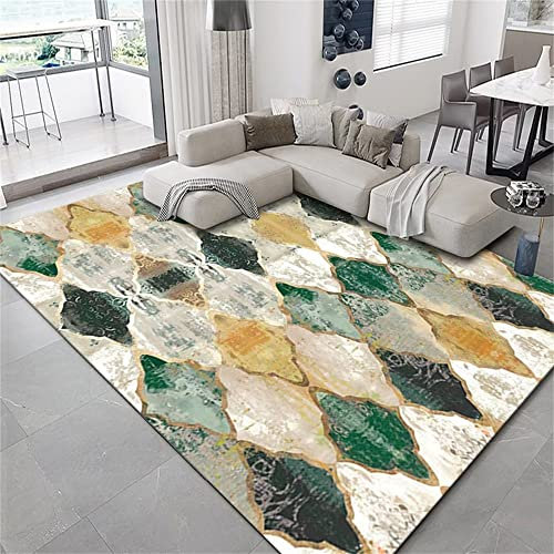RUGMRZ Wohnzimmers Teppichs Terrassenteppich grün gelb frisch Wohnzimmer Zubehör rechteckig Sofa Zubehör Schalldämmung Tepiche 80X150CM