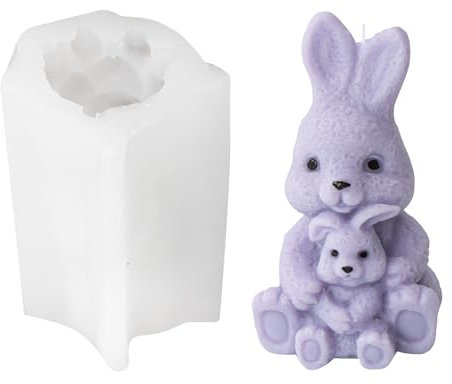 3D Osterhase Silikonform Kerzenhalter, Ostern Kaninchen Gießformen, Hase Silikon für Schokolade, Seife, Ostergeschenke (A)