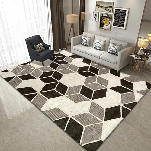 Küche läufer Gelb-grau-brauner, Langlebiger, Rutschfester Teppich Mit Geometrischem Design,kinderteppich waschbar,spielunterlage 80x120cm