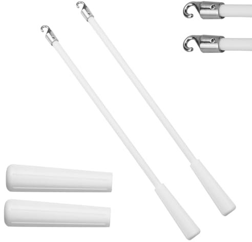 2 Pcs 12 Inch Blind Wand Replacement with Hook, Vertical Blinds Replacement Parts Stick with Hook and Handle Curtain Stick Tilt Wand