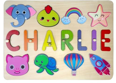 Personalisiert Namens Puzzle für Kinder, 3 Reihiges Puzzle für Kinder mit Lernspielzeug, individuelles Namenspuzzle für Kinder mit gepolsterter Schachtel