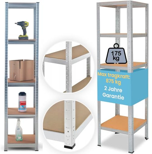 SMART REGALY - Standregal - Keller Regal - Anzahl der Einlegeböden: 5-180 x 40 x 40 cm - Tragfähigkeit der Regale: 175 kg - ordnerregal - lagerregal - MDF Platten - schwerlastregal