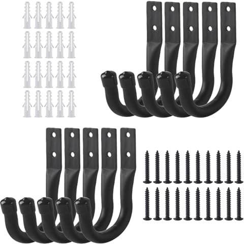 Garage Hooks, 10 Pcs Ladder Hooks for Hanging Heavy Duty, Ladder Storage Hook, Wall Mounted Garage Wall Hanger Brackets for Bike Chair Garden Hose Garden Tool Storage