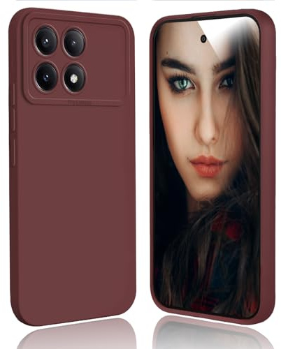 DESSEN Funda para Xiaomi Poco X6 Pro 5G Capa - Silicona Carcasa Antigolpes Protector Camara Móvil Case Cover Suave Delgada Bumper Anti-Huellas, Rojo Vino