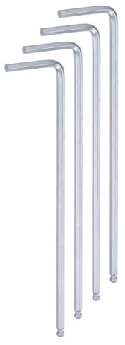 QUARKZMAN 4 Stück Innensechskantschlüssel mit Kugelkopf 2,5 mm L-Form Langer Arm Sechskantschlüssel aus Chrom-Vanadium-Stahl Reparaturwerkzeug für Heimwerker, Silberfarben