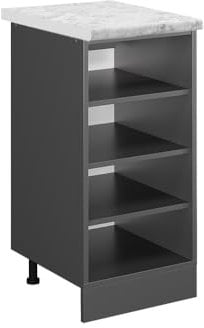 Vicco Küchenregal R-Line, offener Küchenschrank, Anthrazit/Anthrazit, AP Marmor
