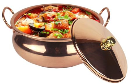 SiaBiced Kupfer Suppe Topf Kochen Topf Kochgeschirr Verbund Boden Suppentopf Heißer Topf Pfanne Party Haushalt, 26CM