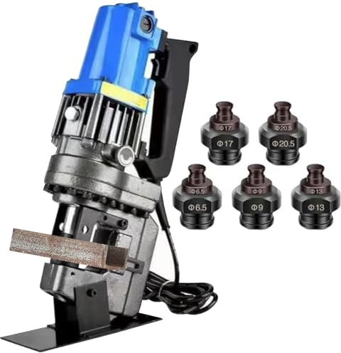 HENGCMM 1300 W Hydraulische Lochstanze, Metall-Lochstanze mit 5 Sätzen Lochstempel/Matrize, Hydraulisches Stanzwerkzeug Kanalstahl-Stanzmaschine