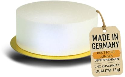 LA LILEYN Styropor Torte 1 Etage - Styroporscheibe - Extra hoch 8,5cm u. ⌀ 22cm - goldenem/silbernen Tortenboden – mit doppelseitigem Aufkleber – Qualität 12g/l