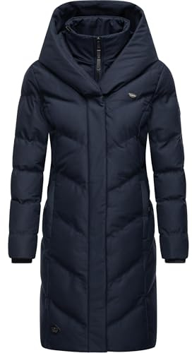 Ragwear Damen Warmer Wintermantel Steppmantel wasserdicht mit Kapuze Natalka Melange Intl Navy24 Gr. XS