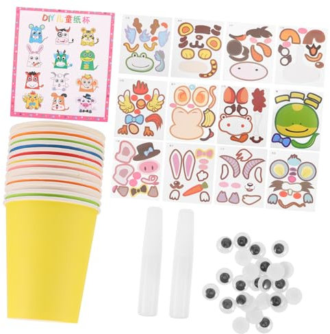 Abaodam 1 Set Rifornimenti Del Mestiere Per I Bambini Tazze Da Bagno Animale Tazza Mestiere Kit Fai Da Te Animale Arte Bevanda Fredda Bere Tazza Favore Di Partito Adesivi Tazza