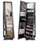 GOPLUS Armoire à Bijoux avec Miroir Plein Longueur, Armoire à Bijoux Pivotante sur Pied avec 3 Étagères de Rangement, Serrure, 3 en 1 Organisateur de Bijoux pour Maquillage, Habillage (Noir)