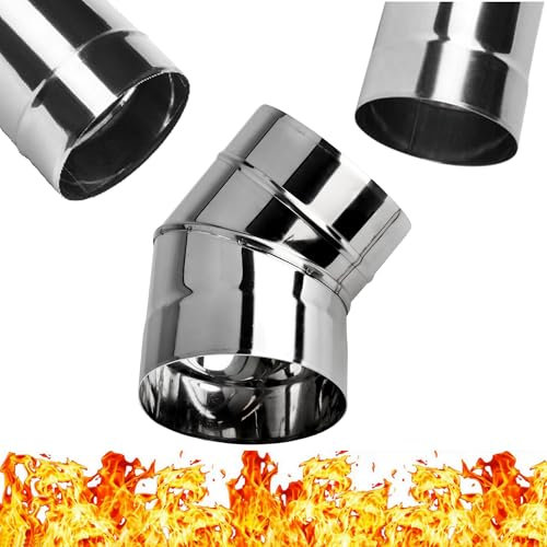 Edelstahl Ofenkie Bogen 45° - 45 Grad - Rauchrohr Ofenrohr Abgasrohr Sanierung Kaminauskleidung für Schornstein Rauchabgaser Ø 150 mm