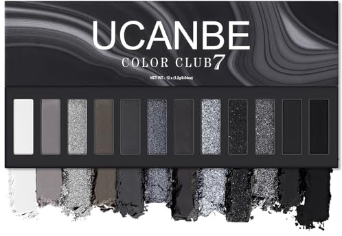 UCANBE Goth Lidschatten Palette 12 Farben - Smokey Eyeshadow Palette Matt Schimmernde Personality - Gothic Make Up Palette Halloween Hohe Farbwiedergabe, Wasserdicht, Langlebig
