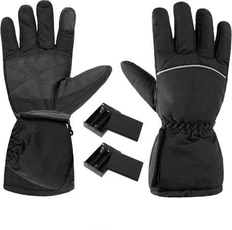 DONGKER Beheizbare Handschuhe, wasserdichte Beheizte Ski Handschuhe, Batteriebetrieben Heizhandschuhe für Herren Damen Zum Klettern, Wandern, Radfahren, Camping(Batterien Nicht enthalten)