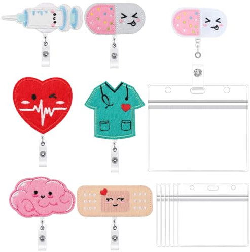 Bangbobi Krankenschwester Zubehör - 6 kartenhalter ausweis mit namensschild Krankenschwester, ausweishalter Krankenschwester, Badge Holder, ausweishülle mit Clip, Nurse Gadgets