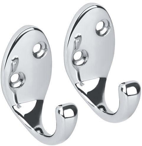 RICOO 2 x Garderobenhaken Silber Kleiderhaken Wand MH014-S2 Haken zum Einhängen Metallhaken Wandgarderobe Bademantel- & handtuchhaken zum Bohren Badhaken Badezimmerhaken Jakenhaken