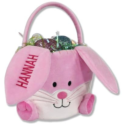 Osterkörbchen Personalisiert Osterhase mit Namen Ostergeschenke Kinder Junge Personalisierte Osterkorb Osternest,Personalisierte Geschenke (Pink)