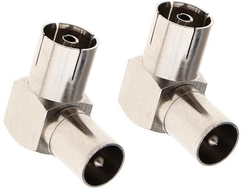 HLMYER 2 Pcs Right Angle Aerial Connector,RF Coaxial TV Aerial Connector,TV PAL Female to Male Coaxial Connector,90 Degree Aerial Connector for TV Coax Aerial Cables Copper,Satellite Cable