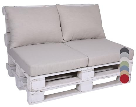 GO-DE Textil Bequeme und attraktive Polsterauflagen für Paletten-Loungen (4-teilig, für eine komplette Palettenlounge, Uni Hellbeige, Palettenkissen)