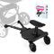Planche Poussette Universelle, Buggy Board 2 en 1 Avec Siège Intégré, Marchepied Universel Pour Poussette Équipé de Roues Pivotantes 360°, Adapté aux Enfants de 2 à 6 Ans Supportant Jusqu'à 25 kg