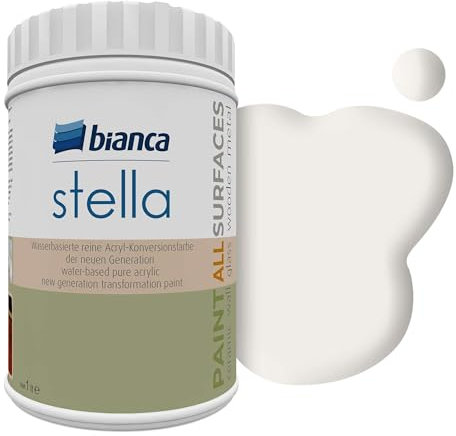 Bianca Stella Möbelfarbe Ohne Schleifen für Küche & Bad, Sahara, Glänzend, 1000ml, Wasserbasiert, Möbellack für alle Oberflächen, Holzfarbe, Fliesenfarbe, Metallfarbe & Renovierfarbe