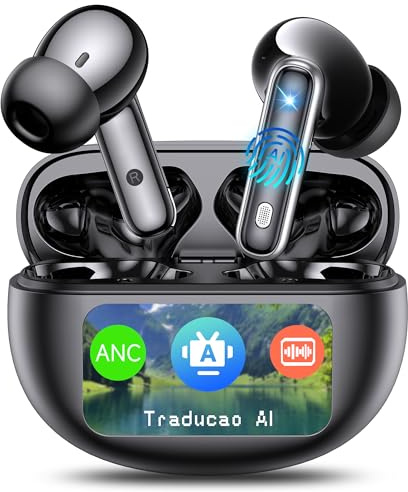 AI Cuffie Traduzione Simultanea, Auricolari Bluetooth 5.4 con schermo LED, 3 in 1 Cuffie Traduzione Bluetooth con ENC, 144 Lingue Auricolari Traduttori Istantanei Vocali Gratuite, per Viaggi/Affari