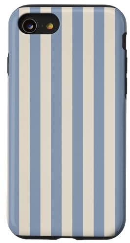 Blue Beige Striped Girly vertical Lines Preppy Stripes Cute Case for iPhone SE (2020) / 7 / 8