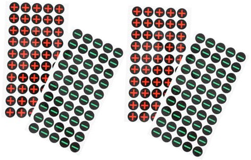 4 Sheets Battery Polarity Stickers of Safety Decals for Machinery Electrical Equipment and Batteries Identification for Safe Operation Positive Negative Markings