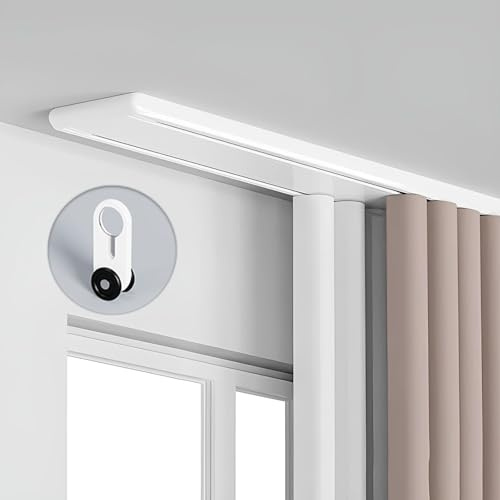 Gardinenschiene 2-läufig 4.4m, Vorhangschiene Deckenmontage Gardinen für schienensystem, Deckenschiene Raumteiler, Weiß Aluminium