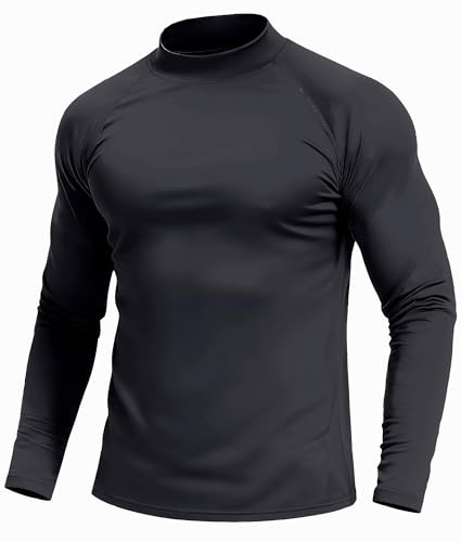 Cavva Men's Thermal Shirt Long Sleeve T Shirt Mock Turtleneck Baselayer Top | Micro fleece lined undershirt,winter baselayer,half turtleneck collar,smooth fabric fits comfortably under sweater or jacket