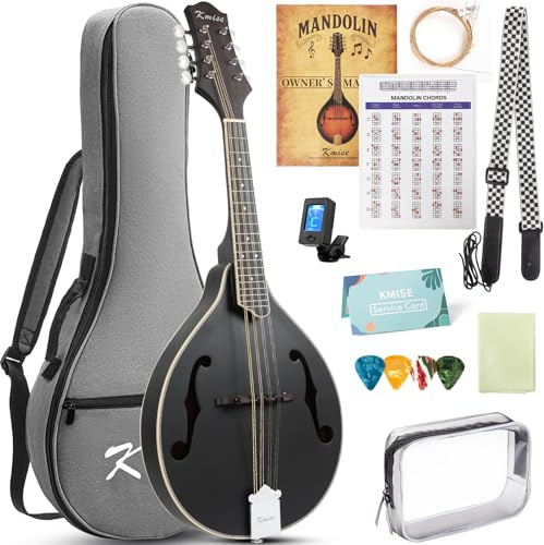 Mandolin Musical Instrument A Style, Acoustic Mandolins Instrument Kit 8 String for Professional Beginners Adults Teens Youth Kids (A Style Acoustic Black, 8 String)