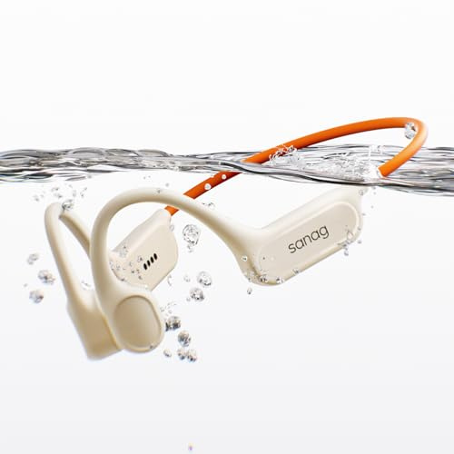 Sanag B33S Knochenschall Kopfhörer Schwimmen, IPX8 Wasserdichte Bluetooth Open Ear Kopfhörer mit Mikrofon, 32GB MP3 Speicher, Anruf-Rauschunterdrückung, 8 Stunden Wiedergabezeit, Unterwasser Kopfhörer