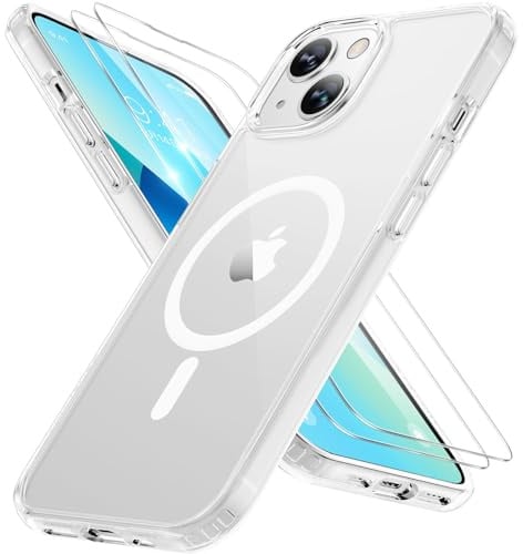 Miracase für iPhone 15 Hülle mit Magsafe & 2 9H+ Panzerglas, Klar | [TOP Militärschutz & Magnetkraft] Stoßfest Kratzfest mit Samtiger Haptik Extrem Langlebig Handyhülle für iPhone 15 6,1