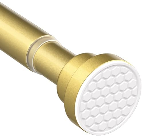 Tension Curtain Rod 30-64 Inch Curtain Rods No Drilling Gold Tension Spring Rod Adjustable Curtain Rod Expandable Shower Pressure Tension for Windows Closet Doorway