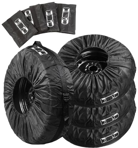 Lot de 4 Housses de Pneu Imperméables et Antipoussière Ø 80 cm - Sacs de Transport avec Poignée pour Pneus 18-23 Pouces (Voiture, SUV, Camping-Car)