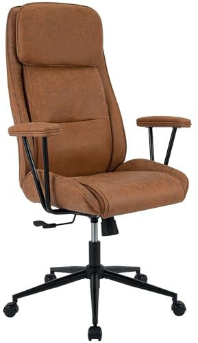 CLP Bürostuhl ergonomisch Siddar, Schreibtischstuhl Kunstleder Rückenlehne mit 3-Fach Neigungsverstellung, höhenverstellbar bis 135 kg, Farbe:antik braun