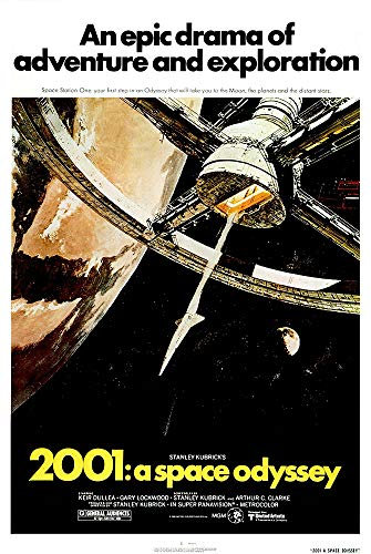 Posterstoponline - 2001: A Space Odyssey - Wandposter (27'' x 40'', Kühl, Retro, Matte, Kunststoffrahmen, Ungerahmt, Acrylfarbe, 101.6L x 68.6B cm, Wohnzimmer)