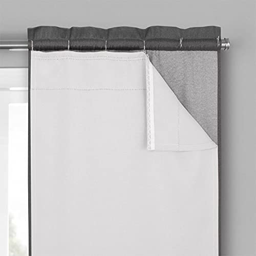 ECLIPSE Doublure Thermique occultante et Minimaliste pour Rideaux de fenêtre avec Crochets de draperie (2 Panneaux), 68,6 x 203,2 cm, Blanc