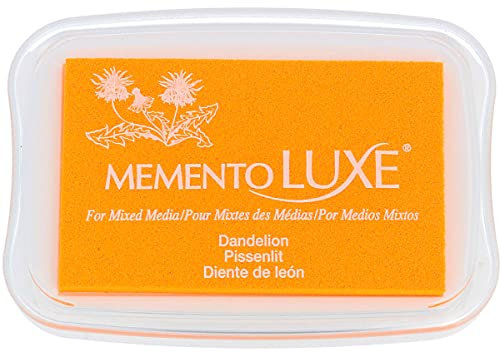 Tsukineko Memento Luxe Stempelkissen zum Stempeln-Gelb, Löwenzahn-groß-auf Wasserbasis-Deckend, Archivierung-Prägung, Holz, pad Size: 7,6 x 4,7 cm
