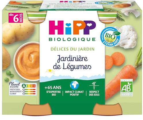 HiPP - Délices du Jardin 3 Variétés Dès 6 et 8 Mois 12 Pots de 190 g