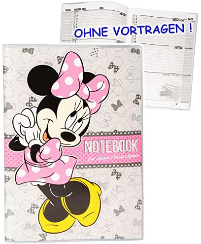 alles-meine.de GmbH Hausaufgabenheft - Minnie Maus - für Faule - ohne Vortragen der Stunden ! - Schule - incl. Schutzhülle & bunten Seiten - für Mädchen/Kinder - Grundschul..