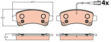 TRW GDB2106 Brake Pad Set of 4 Compatible for Peugeot Manager Van 2006 - Rear Axle and Other Vehicles